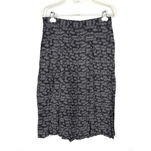 VTG Worthington Ditsy Floral Midi Skirt Size Medium? Black White Daisy Pleated